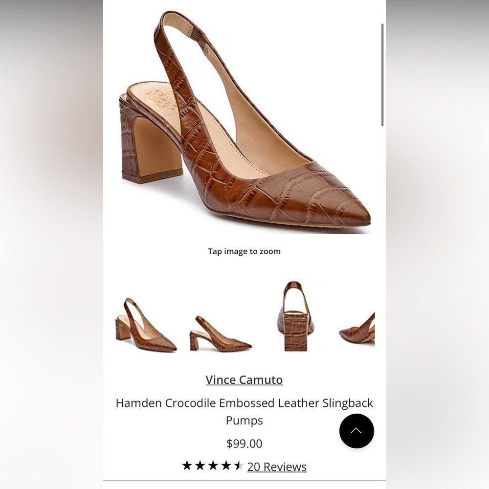 New Vince Camuto Hamden crocodile embossed leather sling back pumps size 8.5